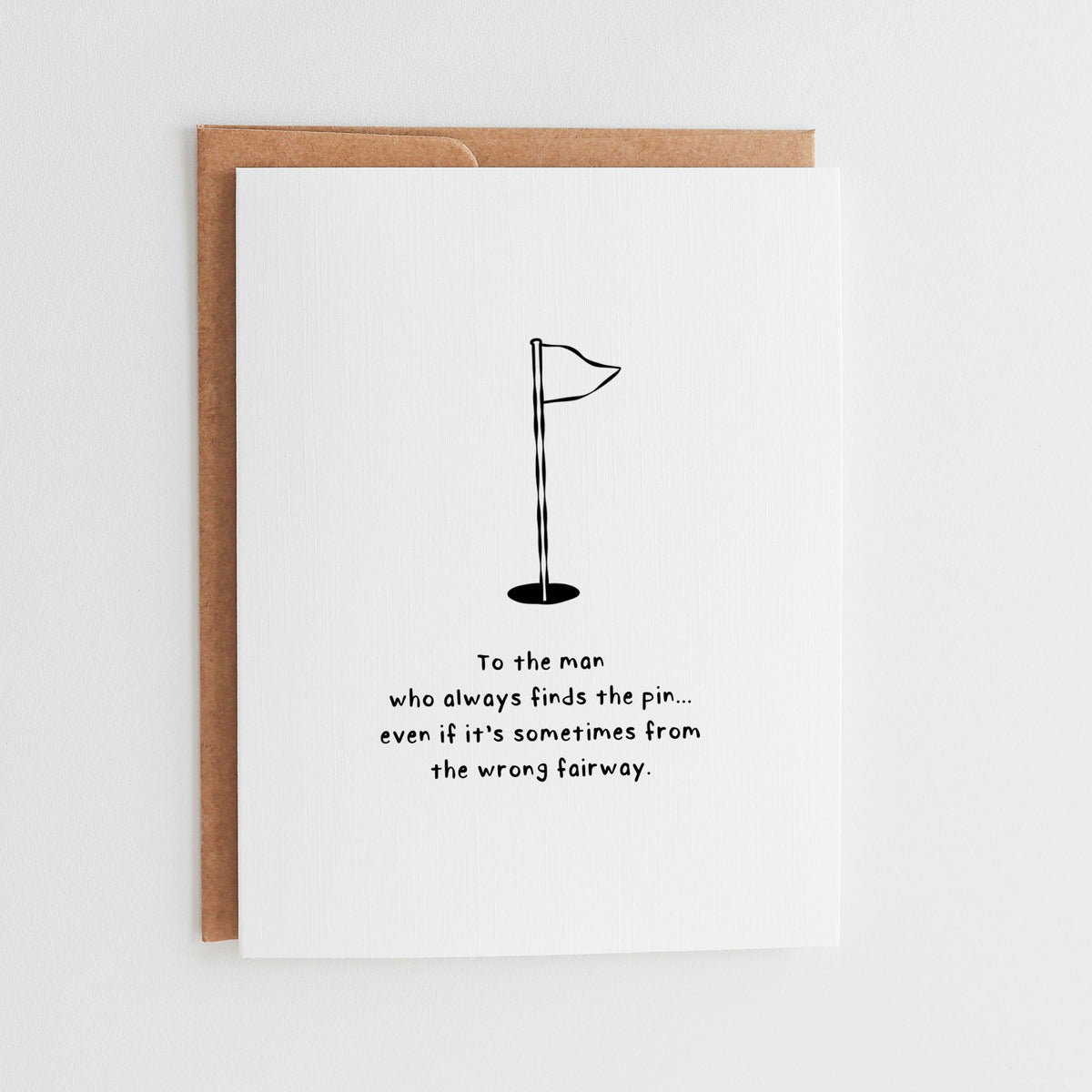 Golf flag pin greeting card with humorous Father's Day message