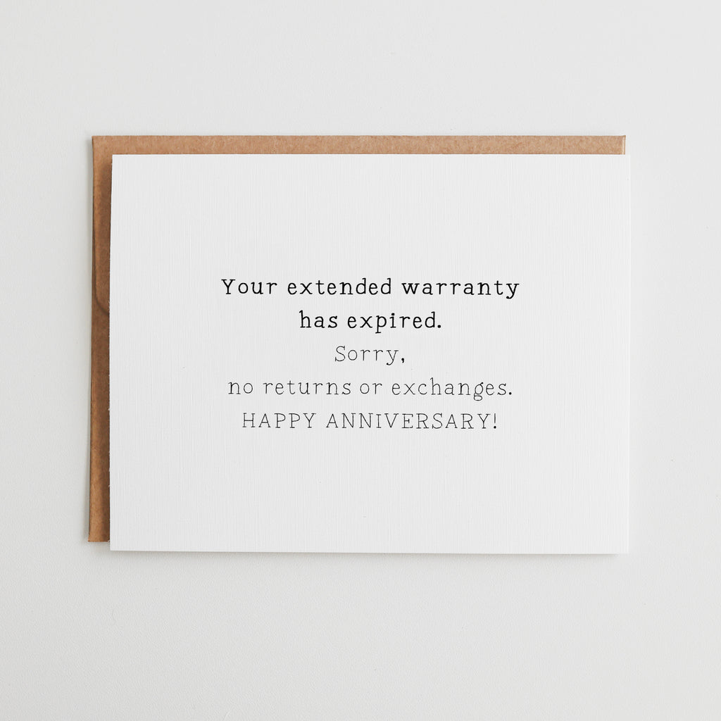Funny Anniversary Card, Expired Extended Warranty