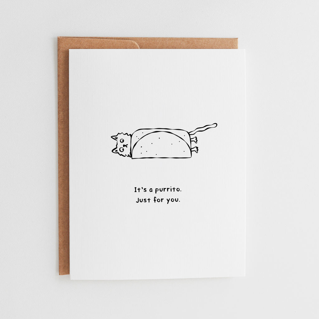 Cute Cat Purrito Greeting Card | Funny Taco Kitten Birthday Card #145