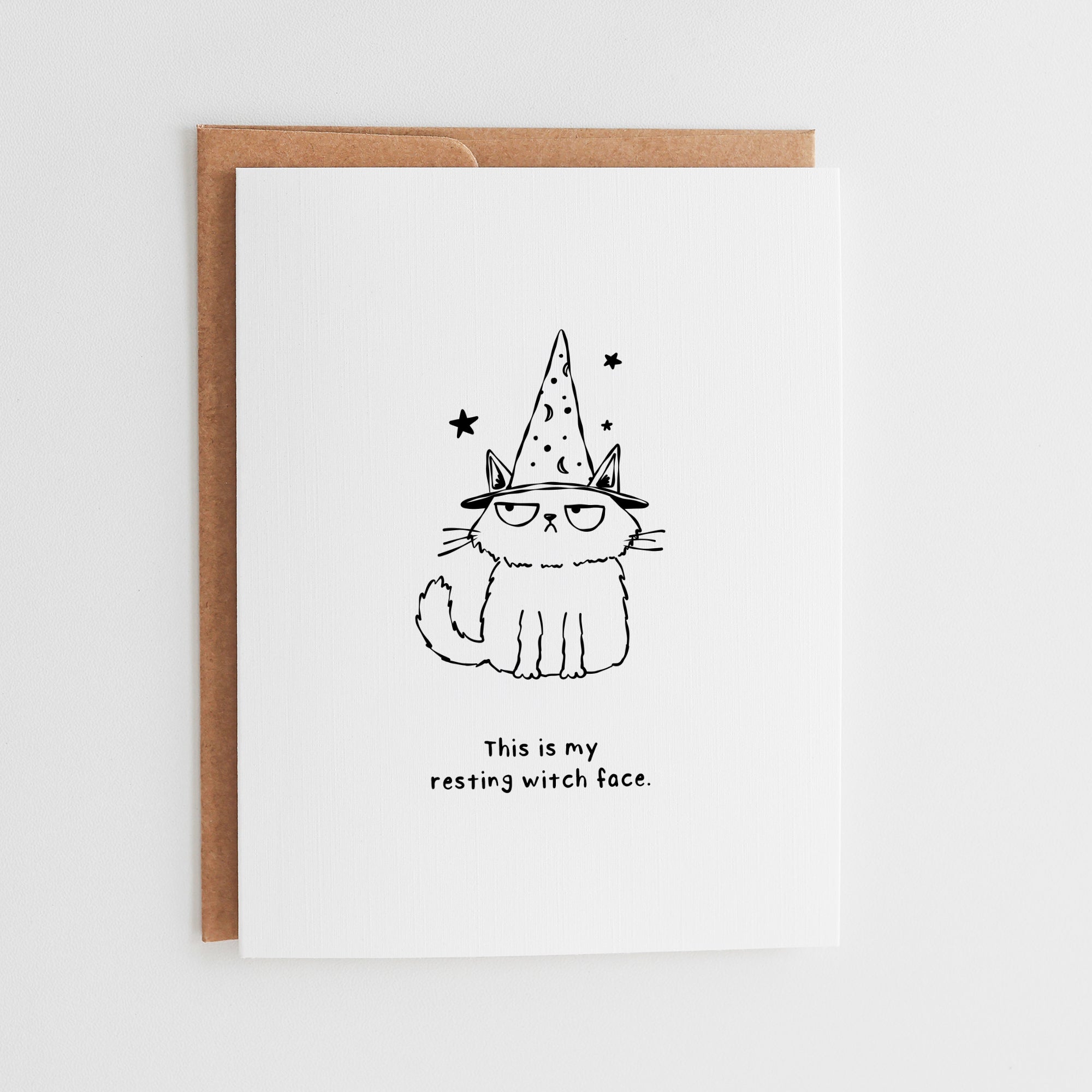 Resting Witch Face Cat Card, Funny Halloween Greeting Card #058