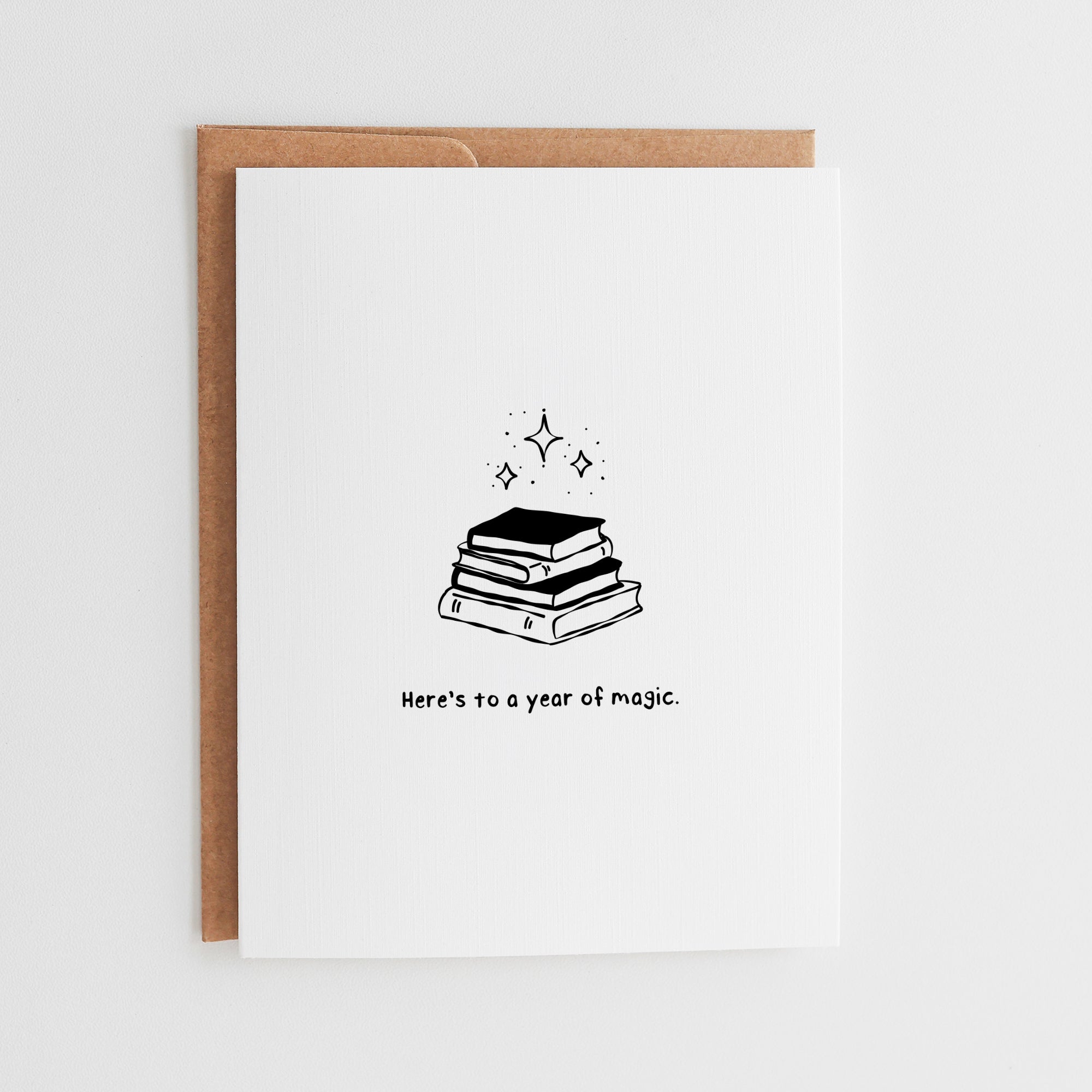 Year of Magic Birthday Card, Cute Bookworm Birthday Card #158