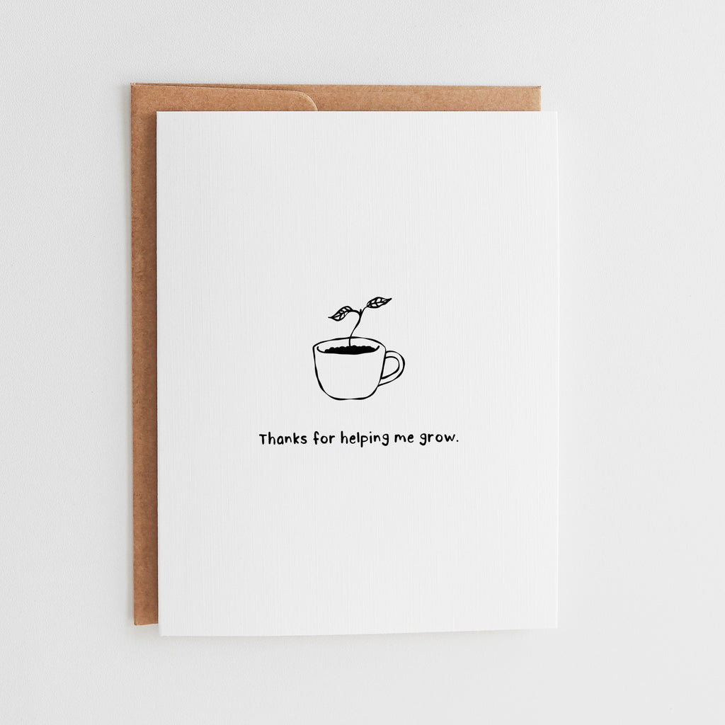 Thanks For Helping Me Grow Card, Cute Teacher Thank You Card #164