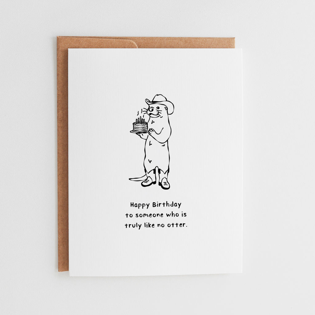 Funny Otter Birthday Card  Cute Cowboy Greeting Card #057