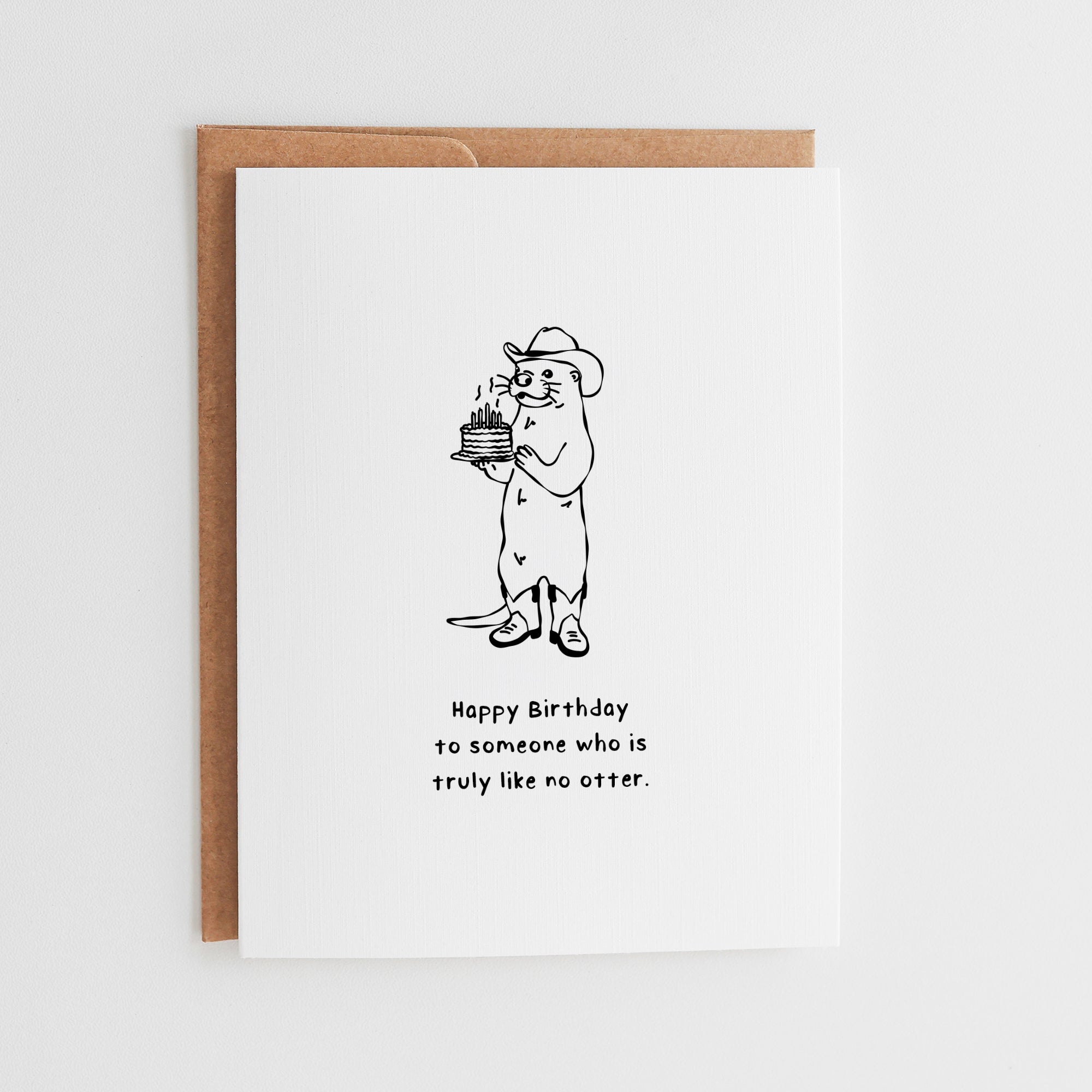 Funny Otter Birthday Card  Cute Cowboy Greeting Card #057