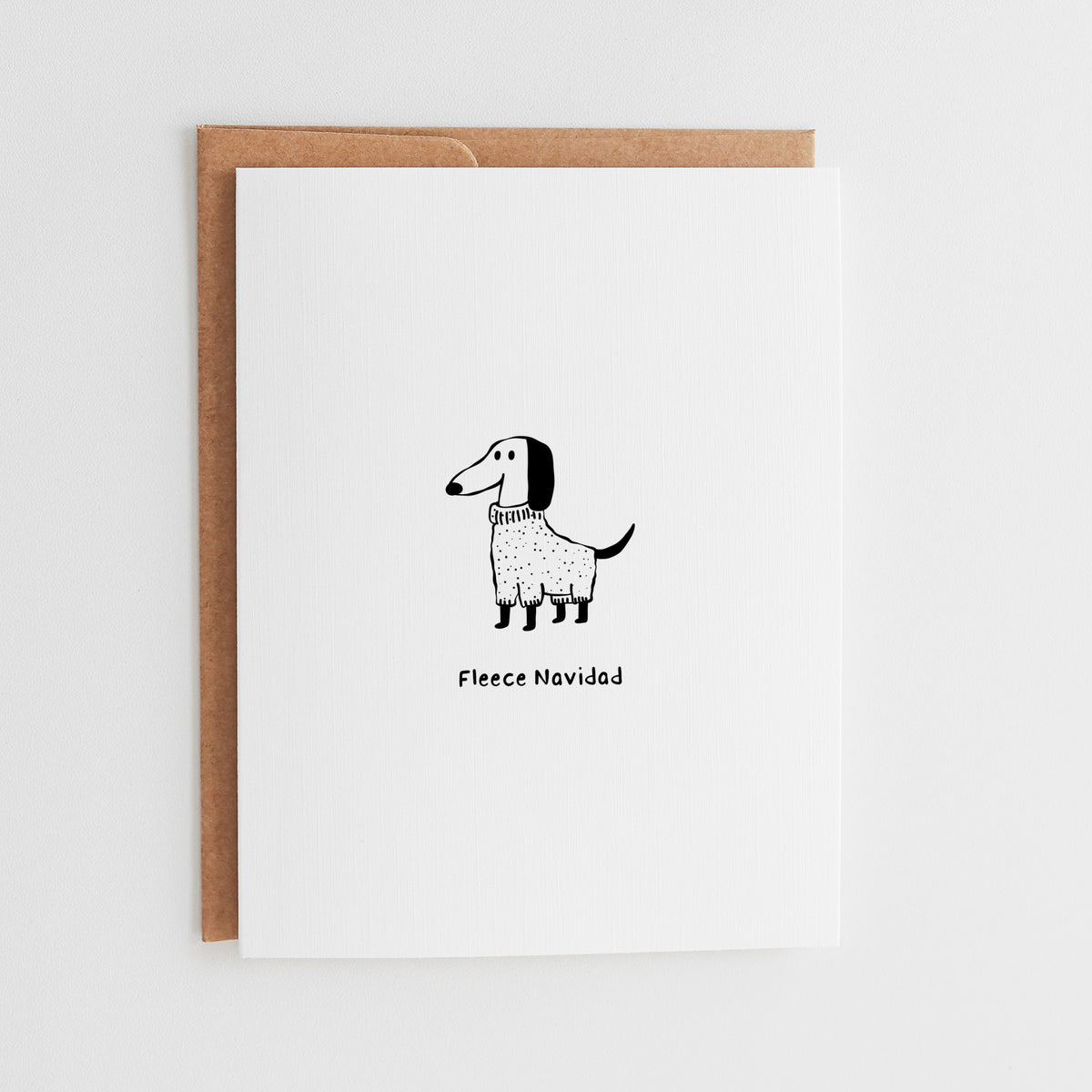 Hand-Drawn Dog Lover Card, Fleece Navidad
