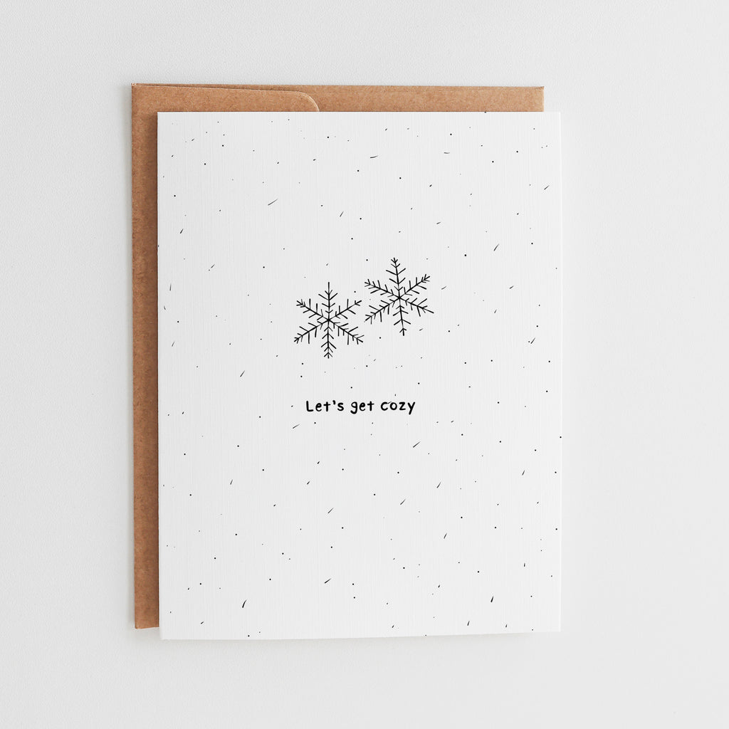 Cozy Love Card, Hand-Drawn Snowflakes