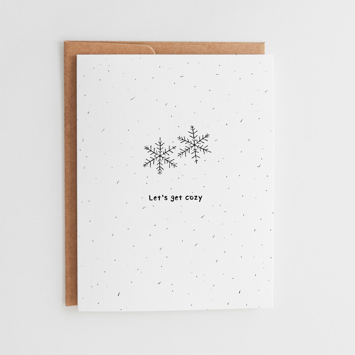Cozy Love Card, Hand-Drawn Snowflakes