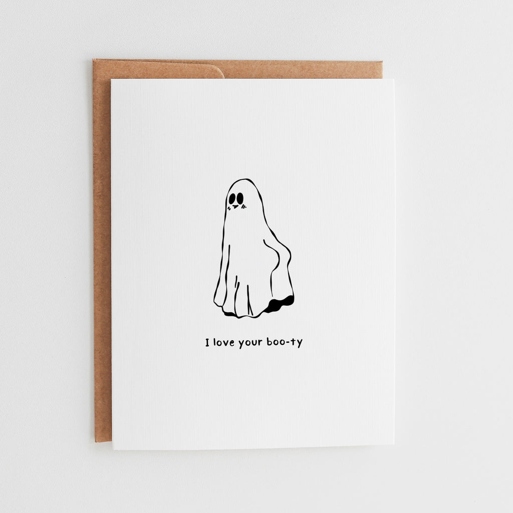 Hand-Drawn Ghost Anniversary Card, Minimalist Love Greeting