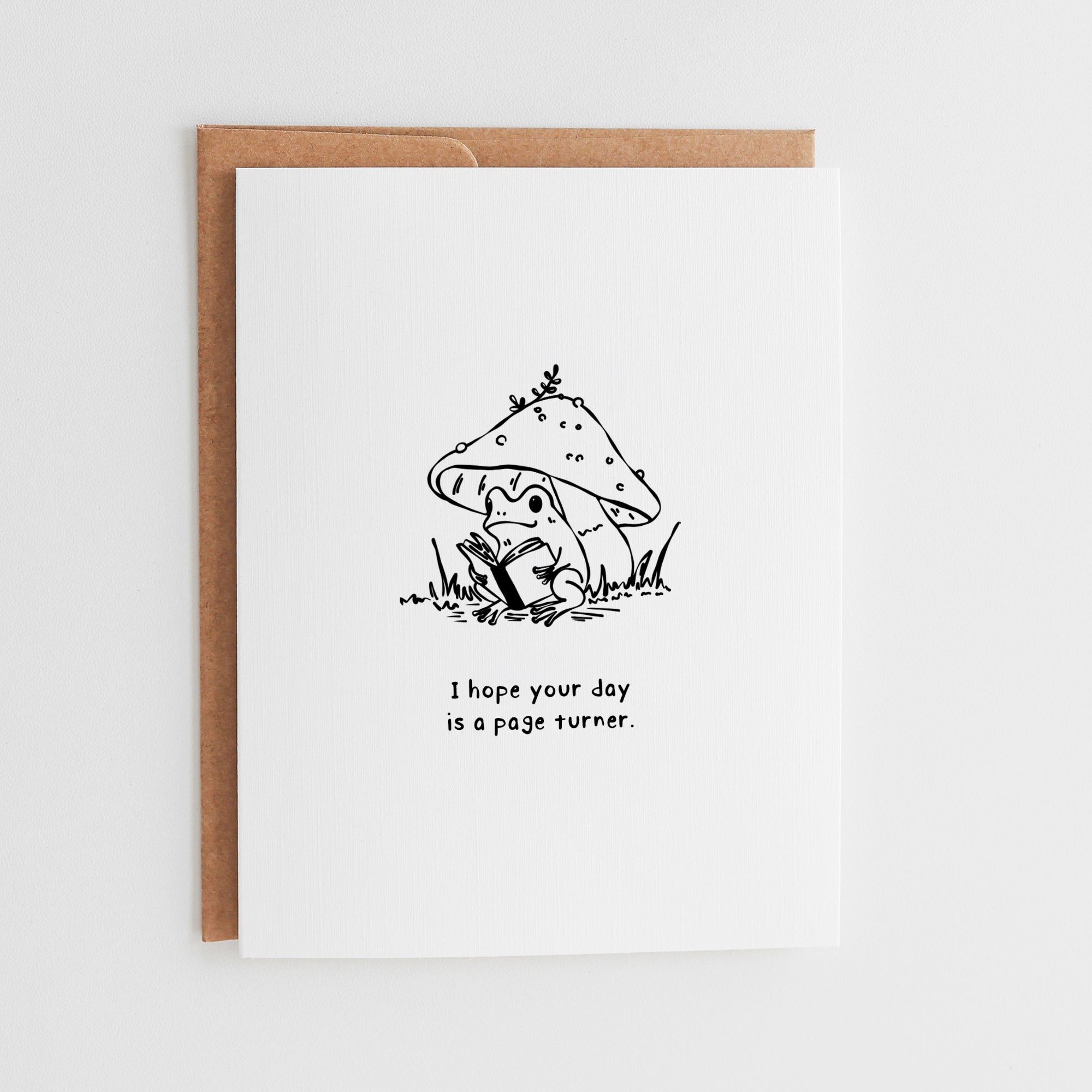 Page Turner Frog Card, Cute Birthday Card for Bookworm #103