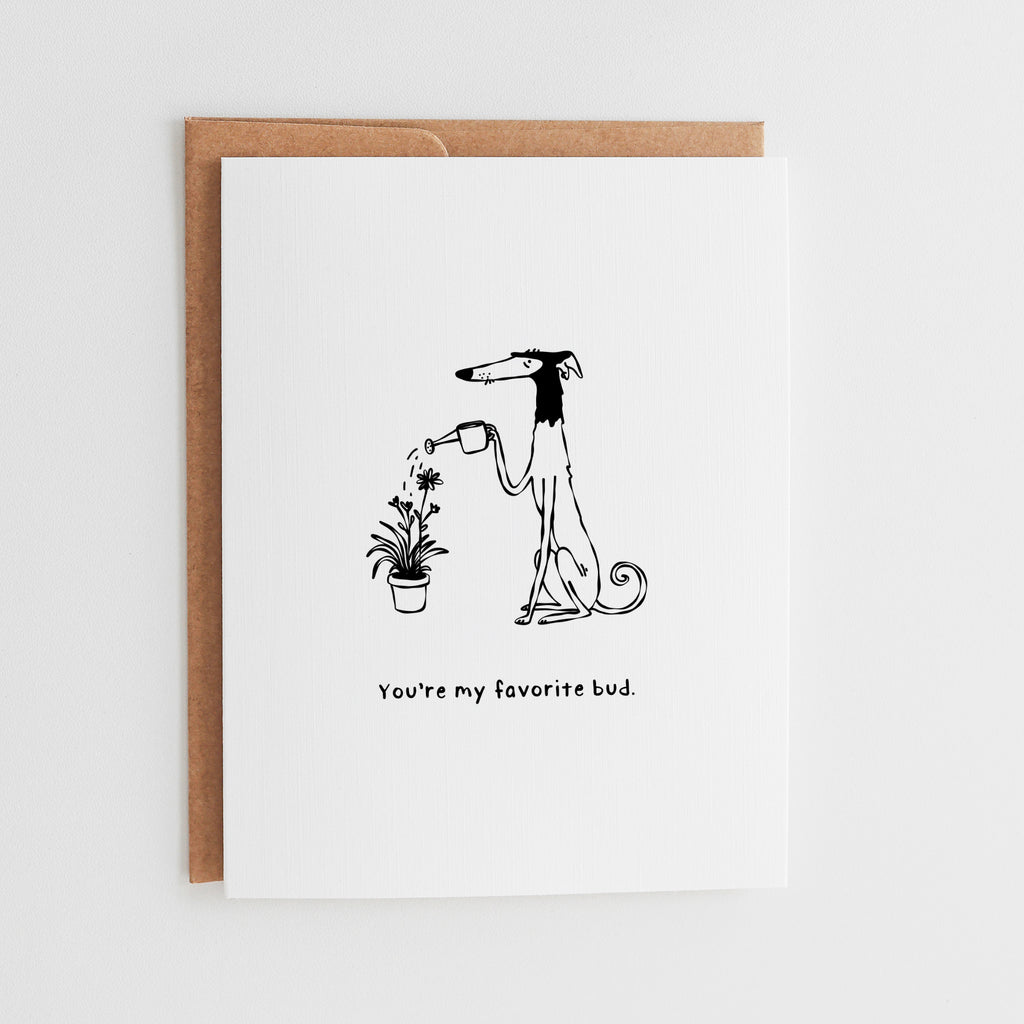 Favorite Bud Dog Card, Funny Borzoi Greyhound Card #092