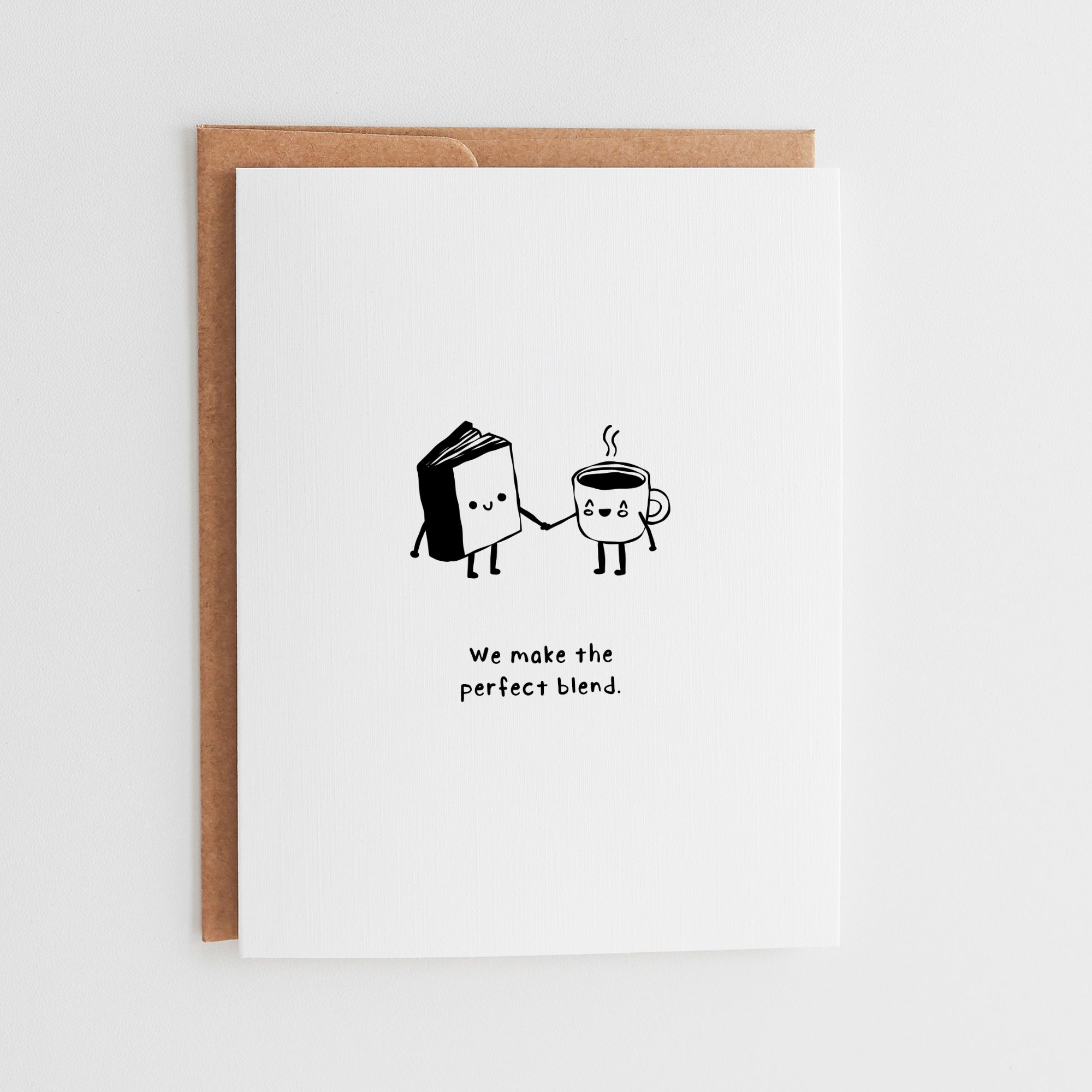 Perfect Blend Card, Cute Coffee Book Love Card #095