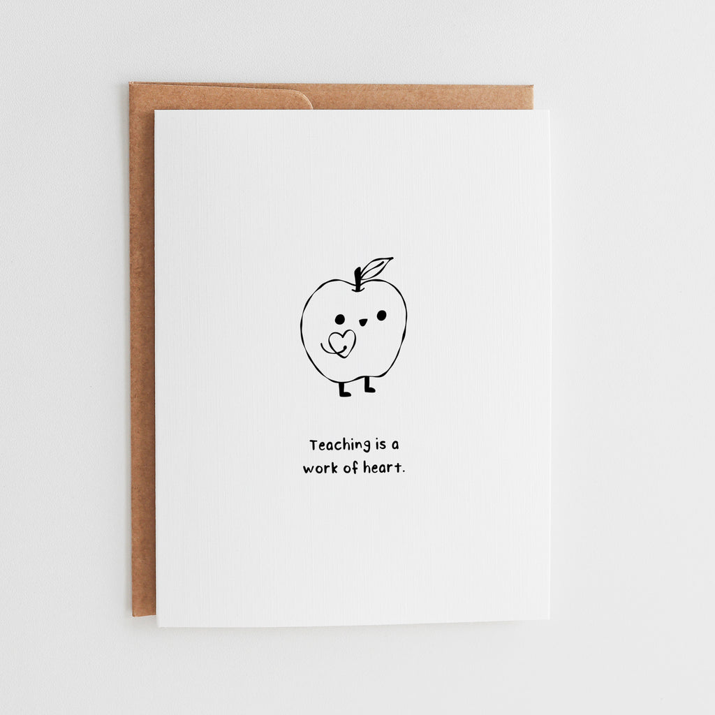 Teacher Work of Heart Card, Cute Apple Teacher Appreciation Card #154