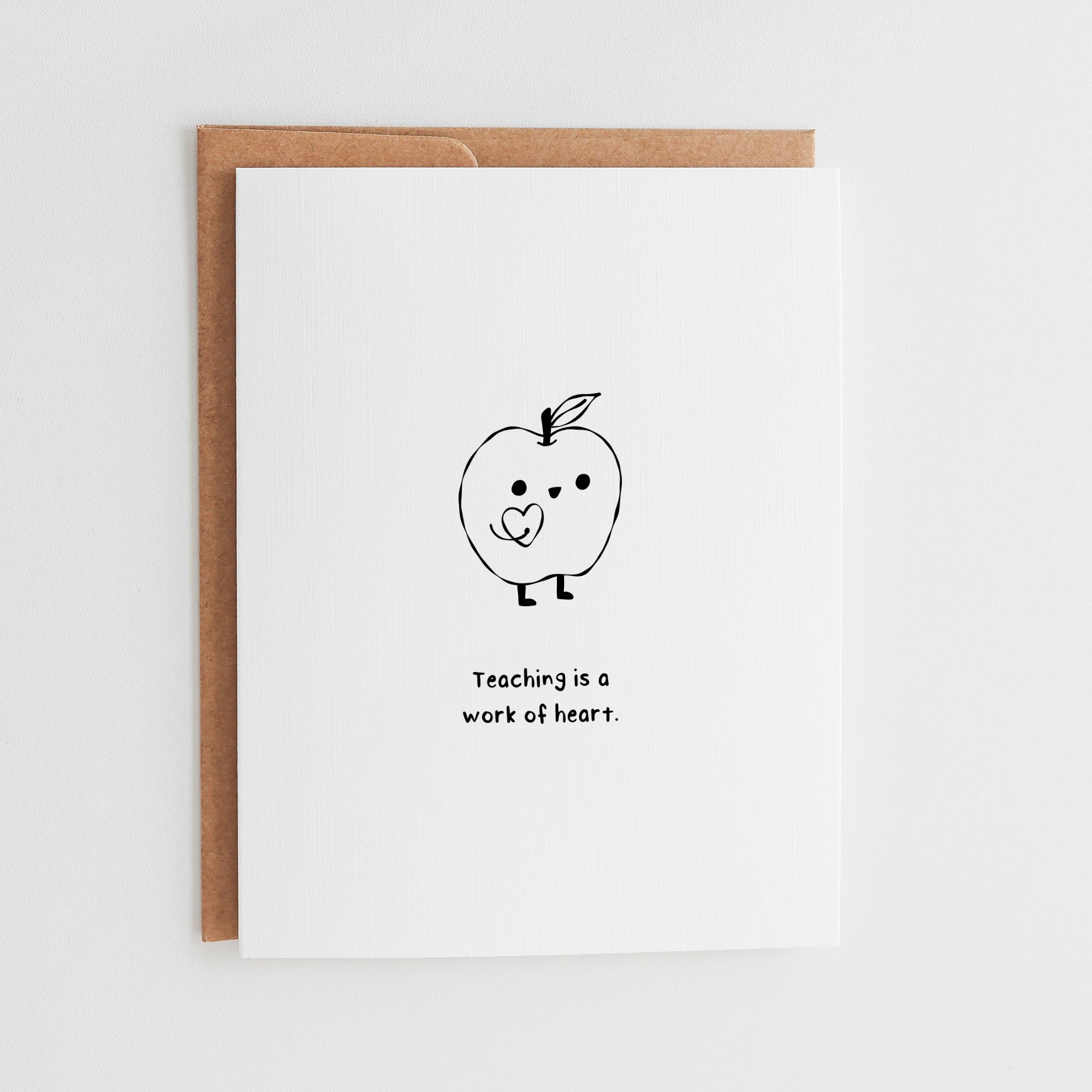 Teacher Work of Heart Card, Cute Apple Teacher Appreciation Card #154