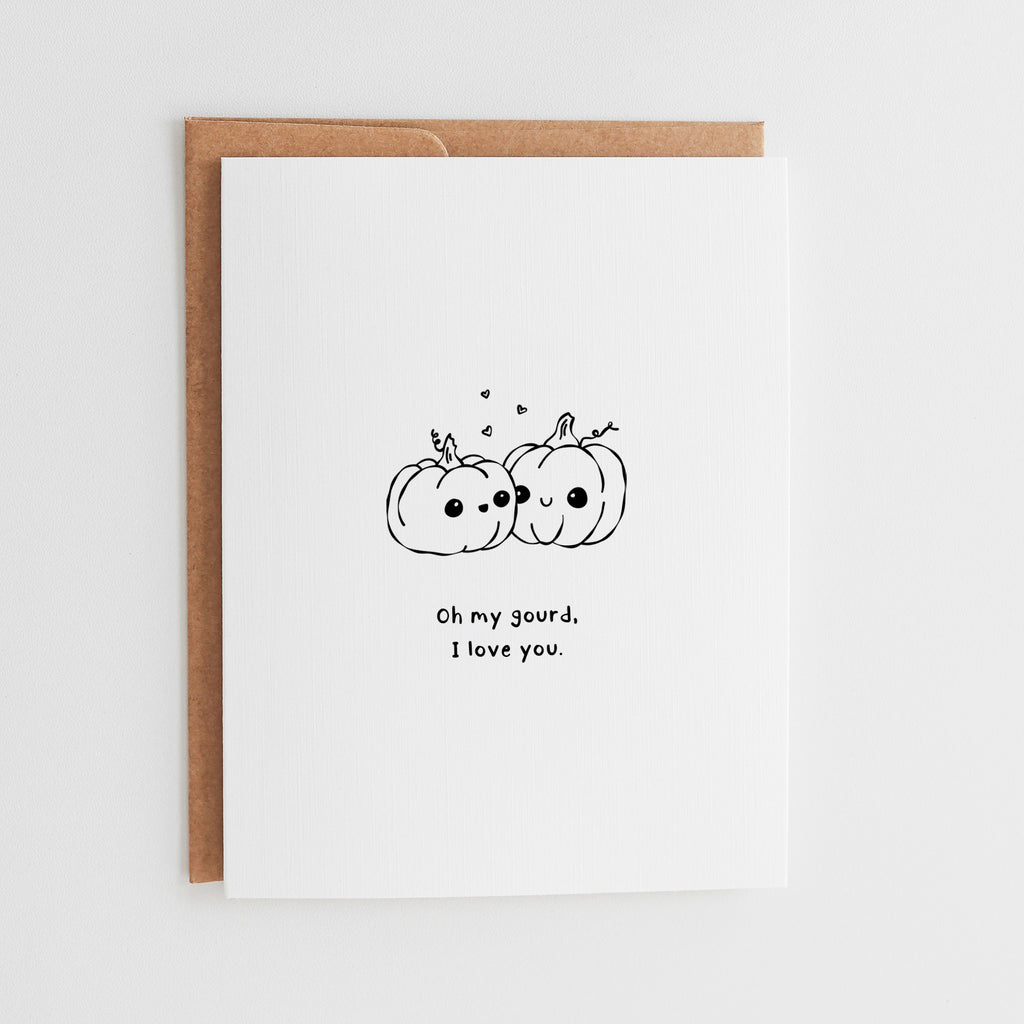 Oh My Gourd I Love You, Cute Pumpkin Love Card #083