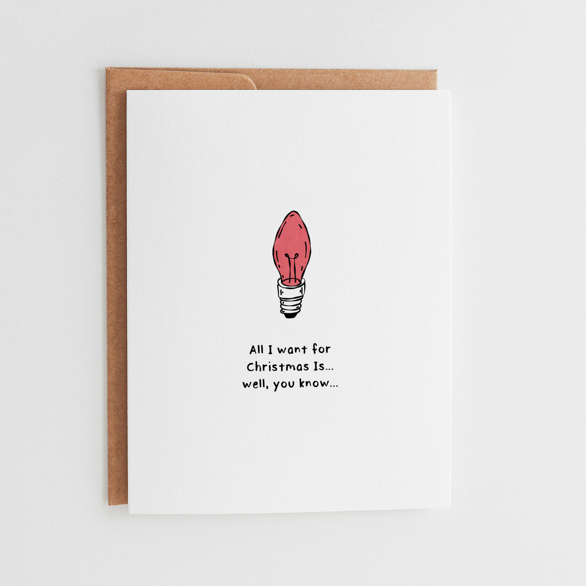 Funny Christmas Anniversary Card, Red Light Bulb