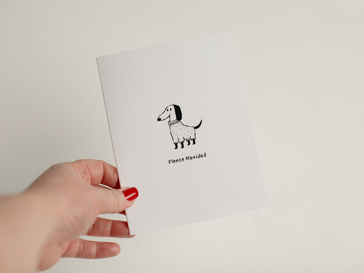 Hand-Drawn Dog Lover Card, Fleece Navidad