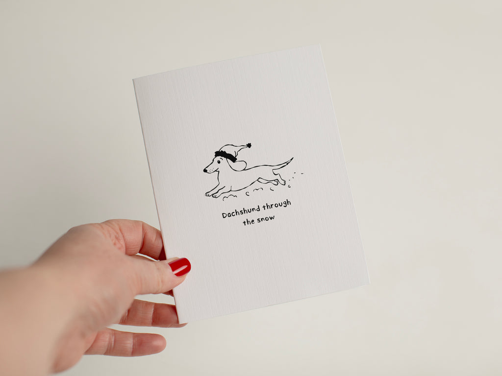 Funny Dachshund Through The Snow Christmas Card