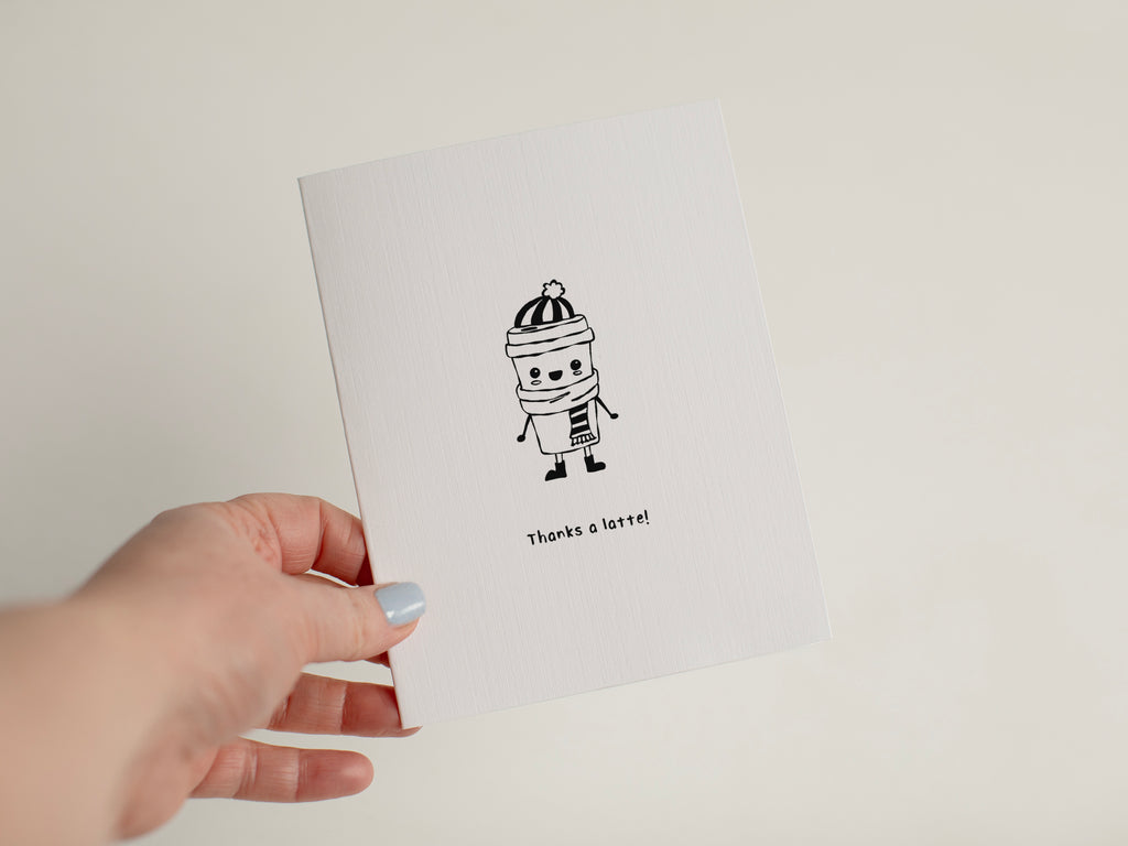 Thanks a Latte Card, Cute Coffee Thank You Card #150