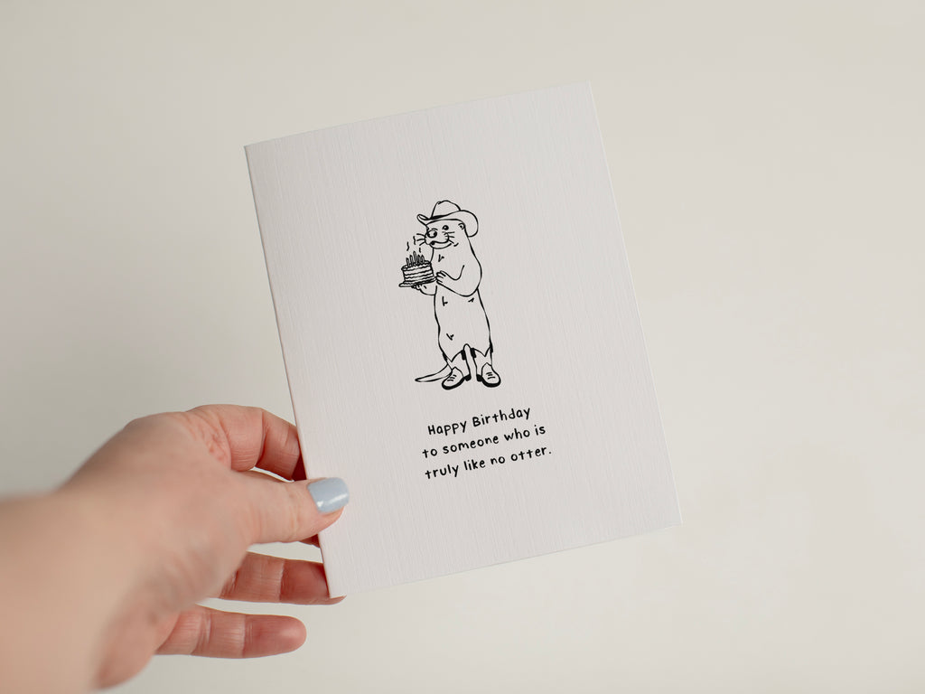 Funny Otter Birthday Card  Cute Cowboy Greeting Card #057