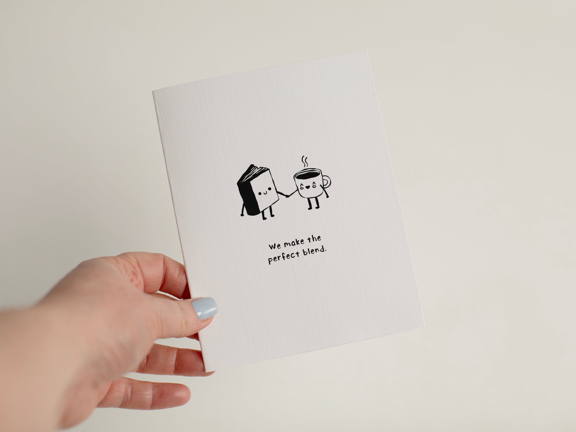 Perfect Blend Card, Cute Coffee Book Love Card #095