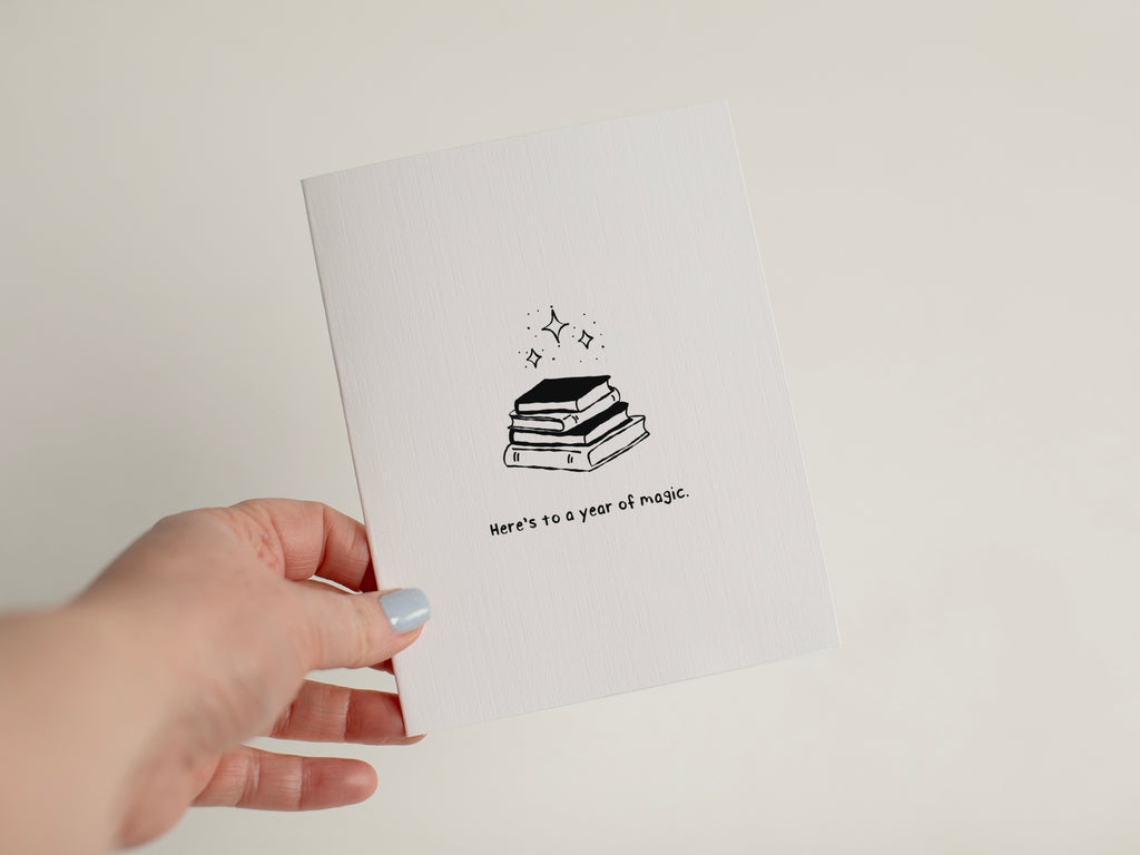 Year of Magic Birthday Card, Cute Bookworm Birthday Card #158