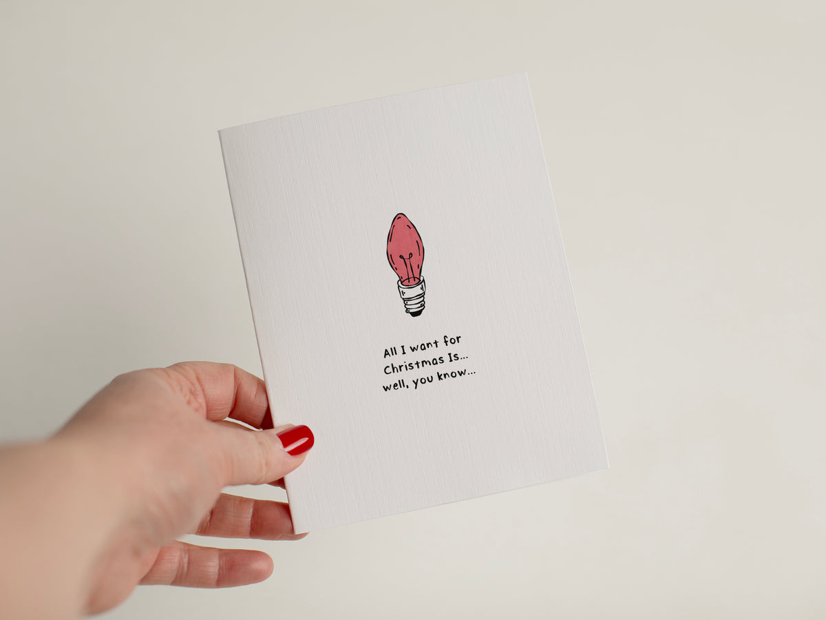 Funny Christmas Anniversary Card, Red Light Bulb