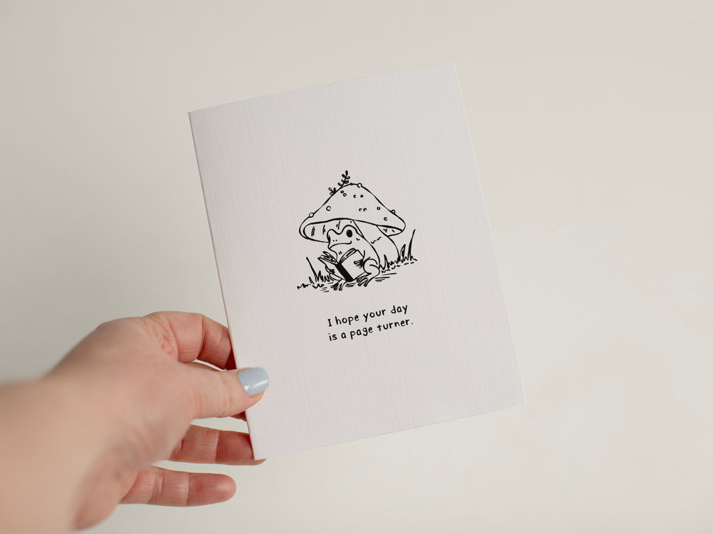 Page Turner Frog Card, Cute Birthday Card for Bookworm #103