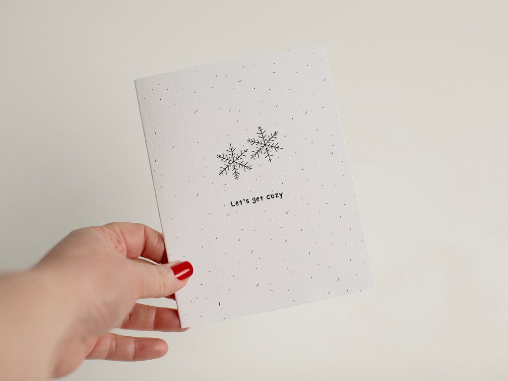 Cozy Love Card, Hand-Drawn Snowflakes