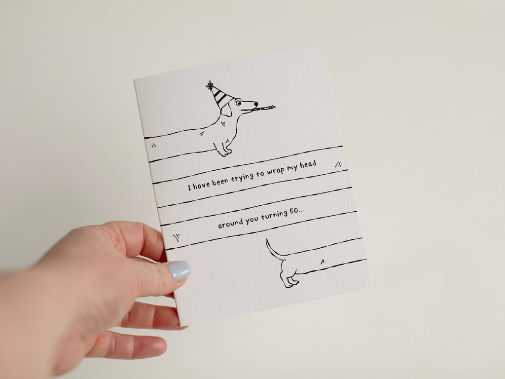 Your Age is a Stretch | Funny Wiener Dog Birthday Card #133