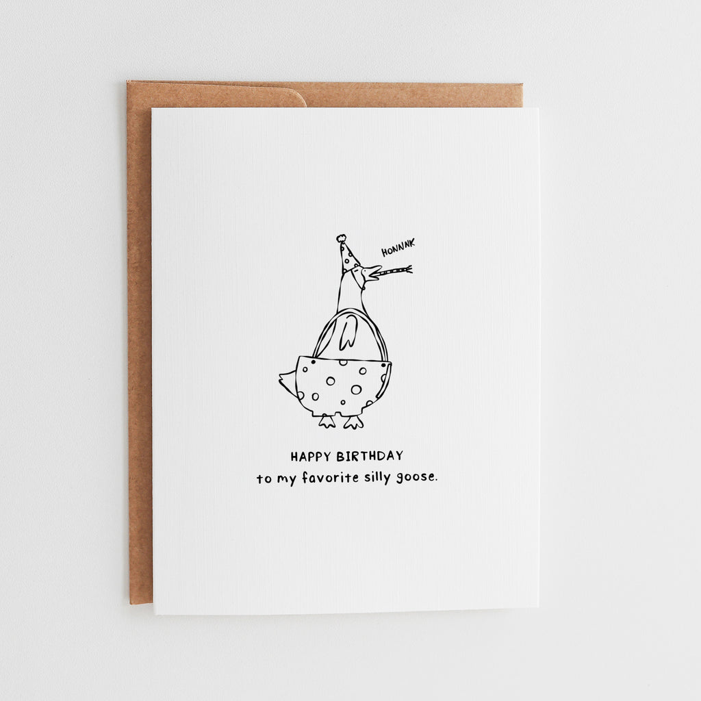 Funny Silly Goose Birthday Card, Honk Birthday Greeting, Cute Animal Pun Card, Birthday Card for Best Friend, Whimsical Birthday Gift #005