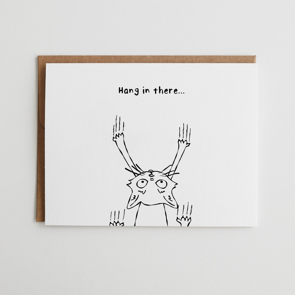 Funny Cat Encouragement Card, Hang in There Cat Card, Get Well Soon Card, Supportive Friend Gift, Sympathy Card for Cat Lovers #006