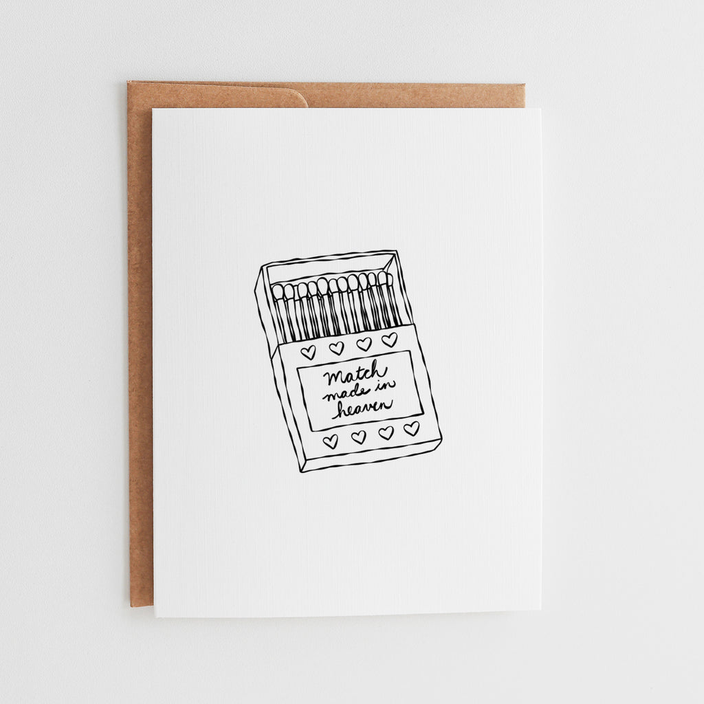 Match Made in Heaven Wedding Card, Cute Matchbook Anniversary Card, Engagement Greeting, Romantic Love Card for Couples, Matchbox Art #011