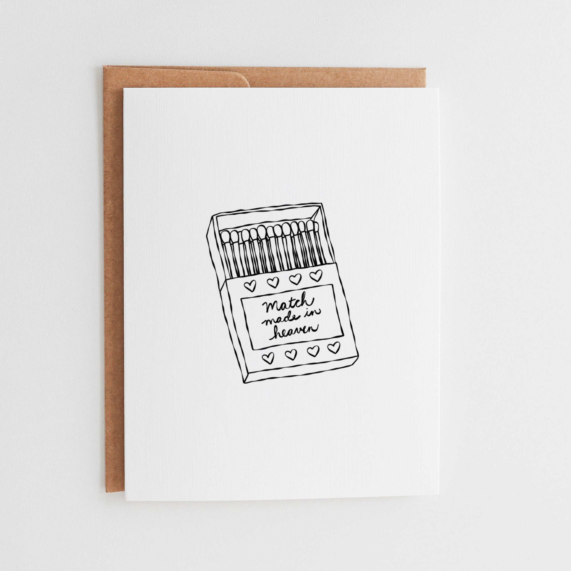 Match Made in Heaven Wedding Card, Cute Matchbook Anniversary Card, Engagement Greeting, Romantic Love Card for Couples, Matchbox Art #011