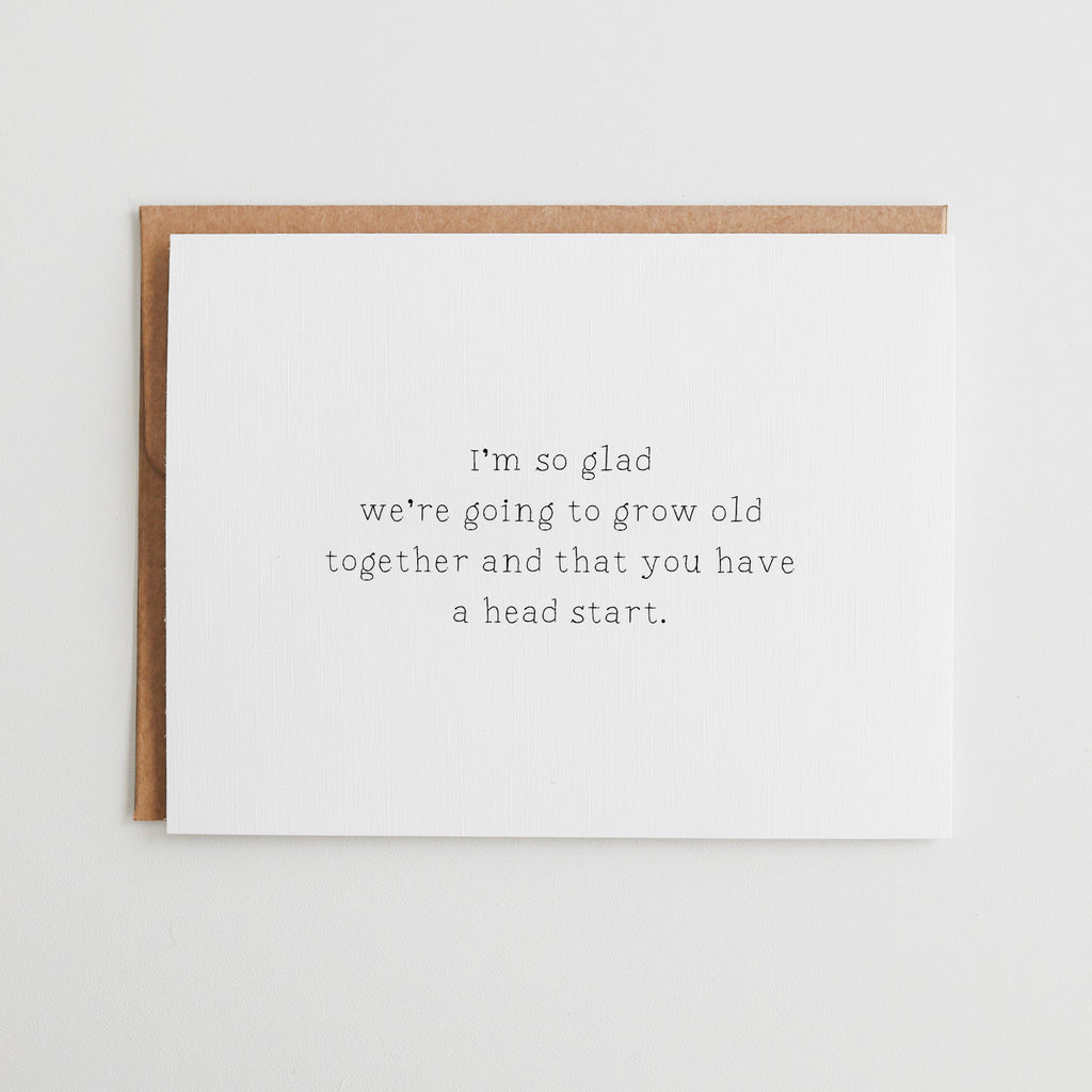 Funny Anniversary Card for Husband or Wife, I'm So Glad We're Growing Old Together, Sarcastic Birthday Card, Premium Linen Texture #024