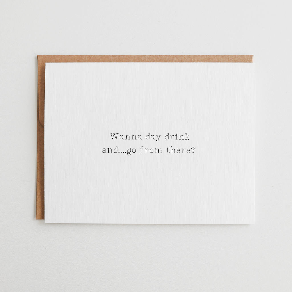 Funny Best Friend Card, Day Drinking Miss You Card, Gifts for Best Friends, Let's Day Drink Greeting Card, Linen Texture #040