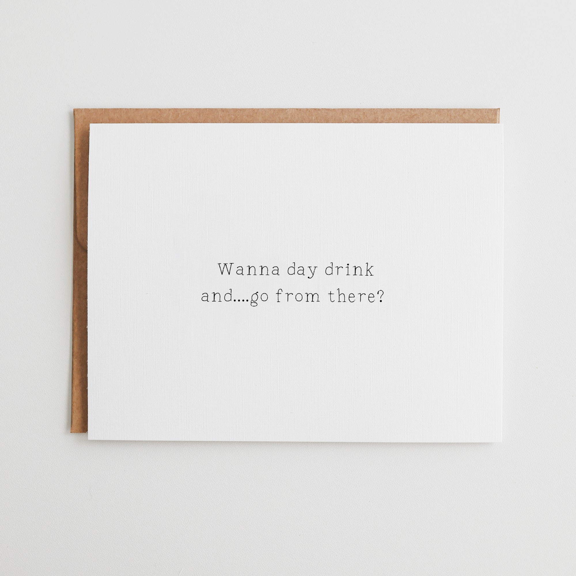 Funny Best Friend Card, Day Drinking Miss You Card, Gifts for Best Friends, Let's Day Drink Greeting Card, Linen Texture #040