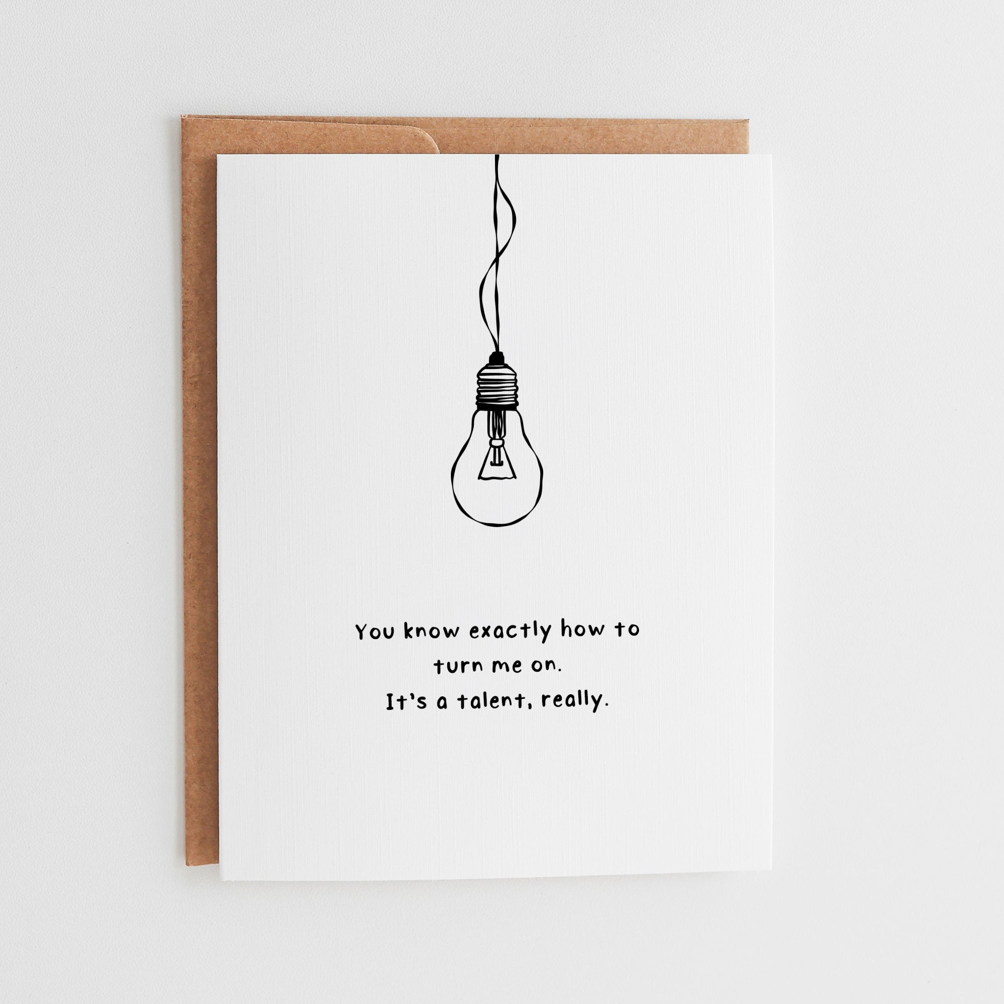 Funny Card for Partner, Partner Brag Greeting Card, Turn Me On Gift for Husband, Gift for Wife, Linen Texture #043