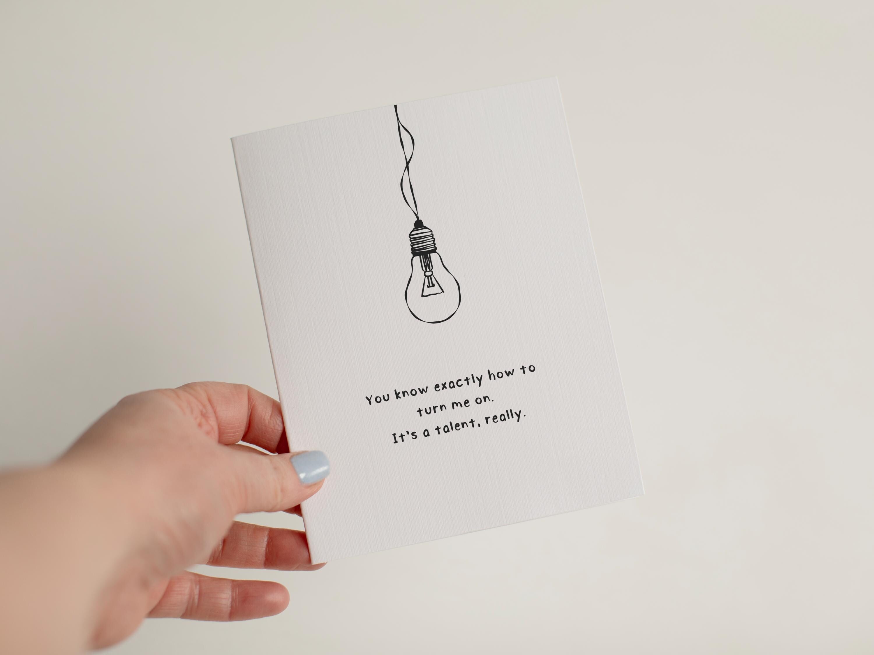 Funny Card for Partner, Partner Brag Greeting Card, Turn Me On Gift for Husband, Gift for Wife, Linen Texture #043