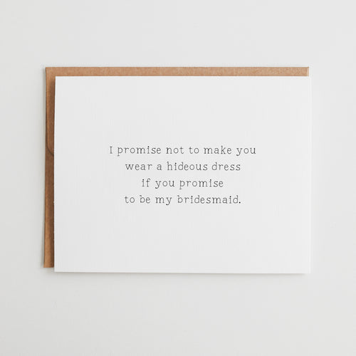Funny Bridesmaid Proposal Card, Sarcastic Wedding Party Invite, Minimalist Wedding Card, Linen Textured Cardstock #067