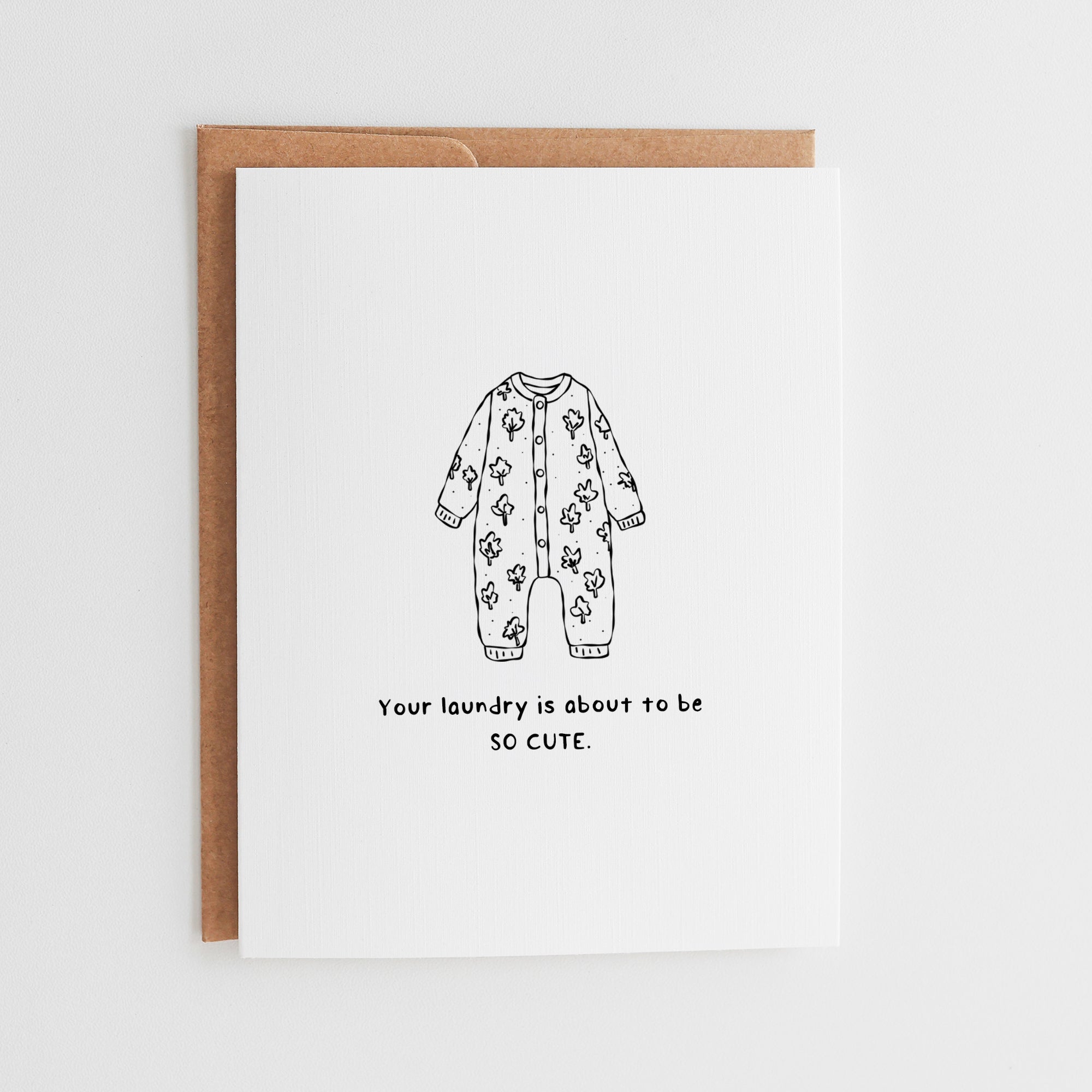 Cute Baby Shower Card, Your Laundry Is About to Be So Cute, New Baby Congratulations, Premium Linen Texture #003