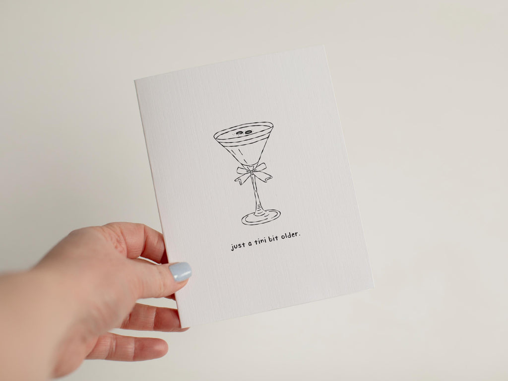 Funny Espresso Martini Birthday Card, Just a Tini Bit Older, Coquette Bow Espresso Martini Card, Birthday Card for Her, Cocktail Lover #004