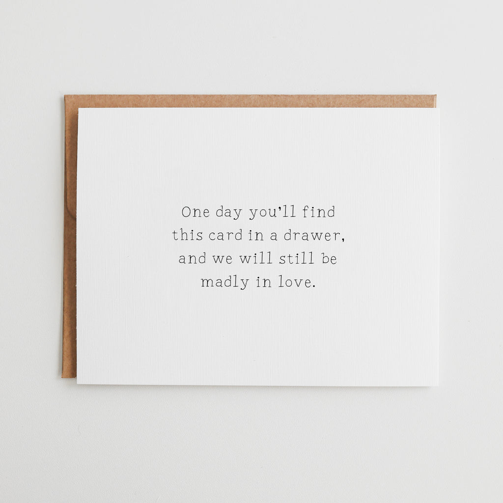 Romantic Anniversary Card, One Day You'll Find This in a Drawer, Minimalist Sentimental Couple Card, Premium Linen Texture #030
