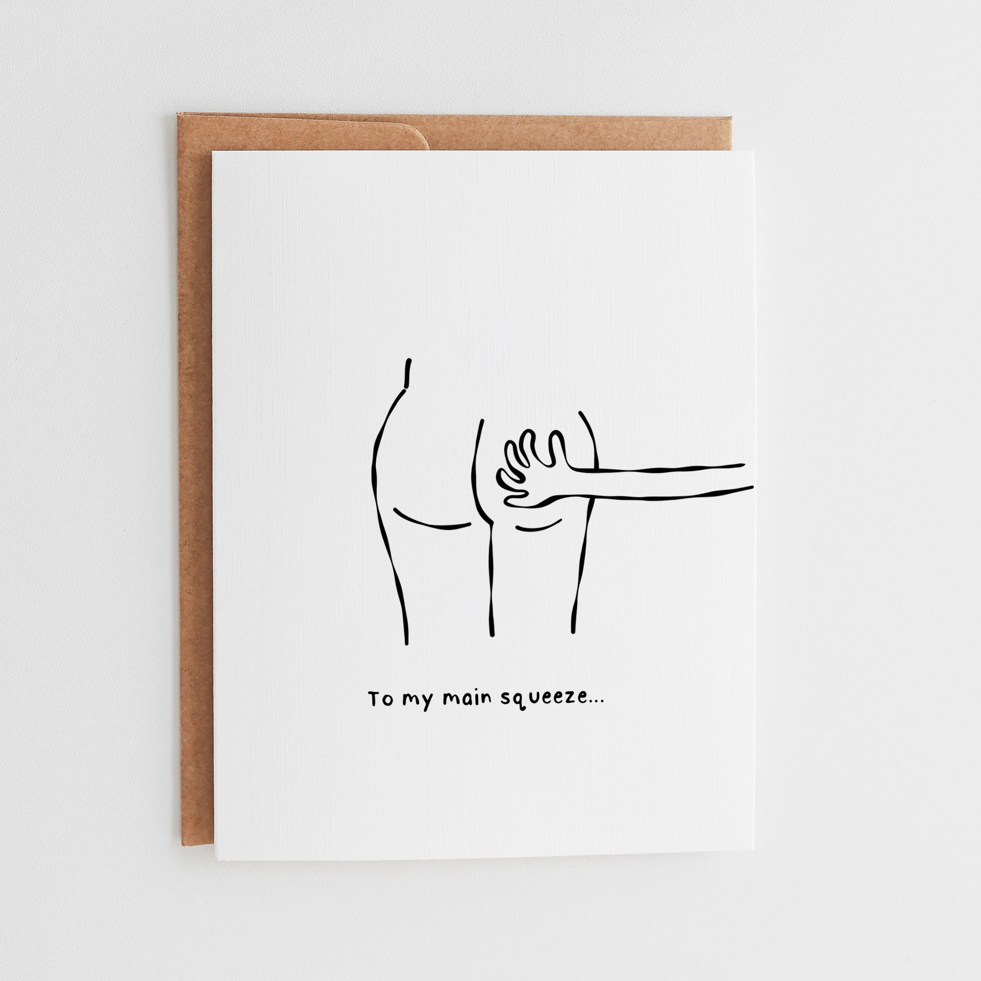 Funny Anniversary Card, To My Main Squeeze, Cheeky Valentine Card for Boyfriend, Sarcastic Husband Birthday, Linen Texture #032