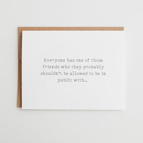 Funny Best Friend Card, Bad Best Friends Gift, Embarrassing Together Friends Card, Miss You Friend Greeting Card, Linen Texture #039