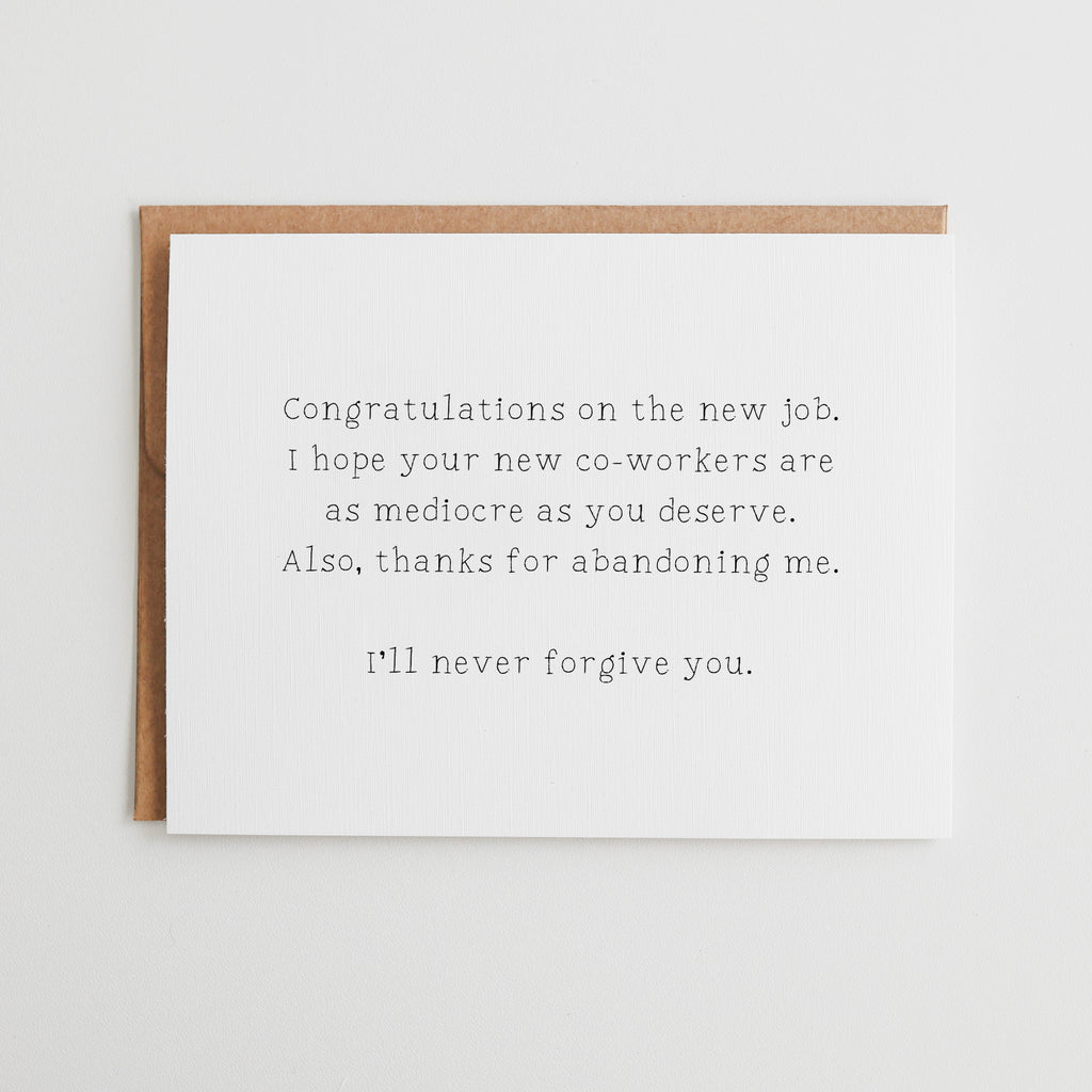 Funny Coworker Leaving Card, New Job Card for Work Bestie, Traitor Farewell Gift, Sarcastic Office Humor, Linen Texture #054