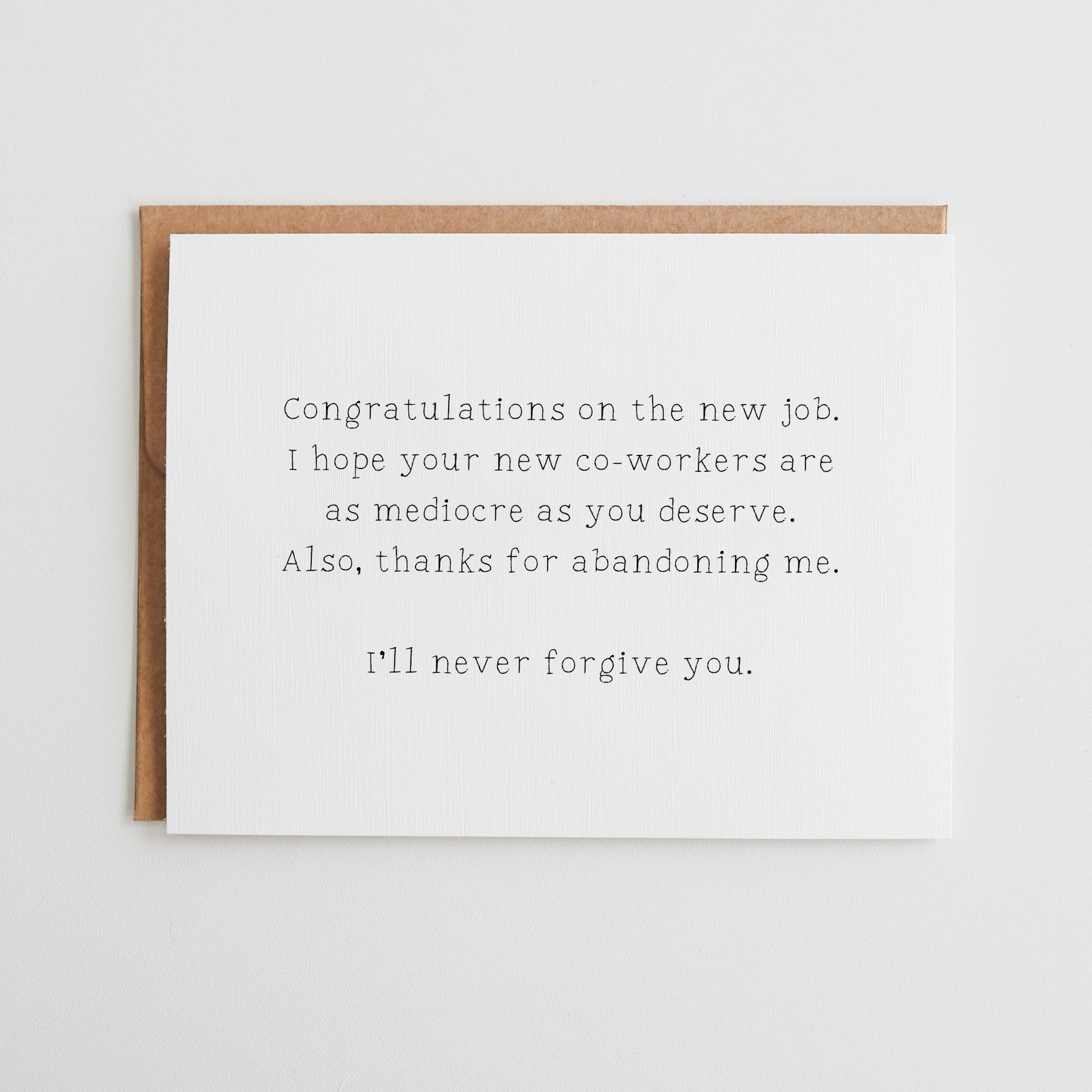 Funny Coworker Leaving Card, New Job Card for Work Bestie, Traitor Farewell Gift, Sarcastic Office Humor, Linen Texture #054