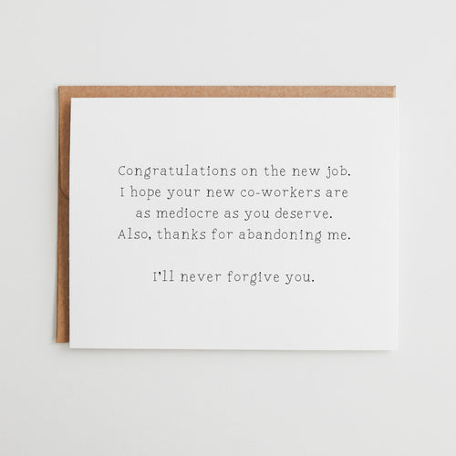 Funny Coworker Leaving Card, New Job Card for Work Bestie, Traitor Farewell Gift, Sarcastic Office Humor, Linen Texture #054