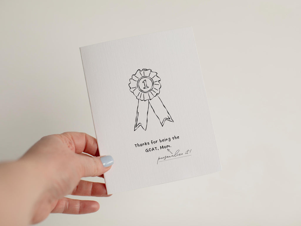 Personalized GOAT Thank You Card, Custom Name G.O.A.T. Ribbon Card, Funny Best Friend Gift, Custom Appreciation Card for Him or Her #100