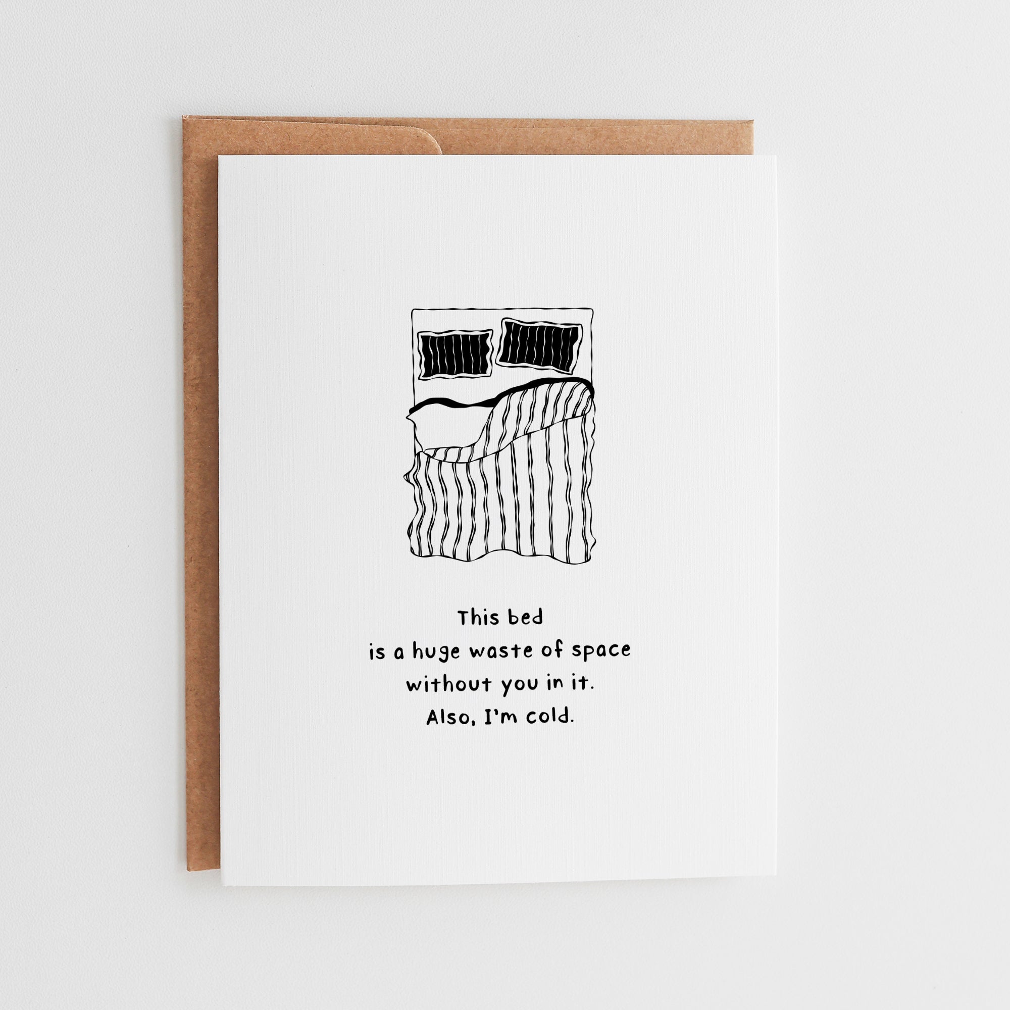 Funny Long Distance Relationship Card, Sarcastic Anniversary Gift, Missing You Card, Linen Textured Cardstock #072