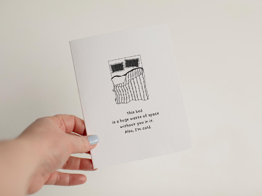 Funny Long Distance Relationship Card, Sarcastic Anniversary Gift, Missing You Card, Linen Textured Cardstock #072